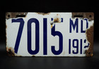 1912 Maryland Porcelain License Plate   7015