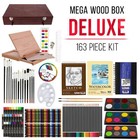 163pc Art Drawing Artist Paint Sketch Pencil Pastel Paper Crayons Easel Wood Box