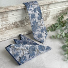 Dusty Blue Floral Woven Tie On Light Gray  Unique Wedding Necktie