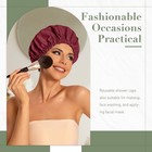 Waterproof Shower Cap For Women   Large Elastic Bath Hair Wrap - Burgundy