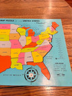 Vintage Playskool Wood United States Map Puzzle Complete No770n  50pc  W compass