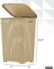 Plastic Wicker 60l Laundry Hamper And 50l Basket With Cutout Handles- Beige