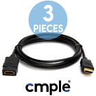 3 Pcs Hdmi Extension Cord 6 Ft 4k Hdmi Male To Female Cable Hdtv Projector Pc