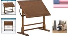 Antique Design Drafting Table With Pencil Groove Adjustable Angle Rustic Oak