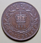 1873 Newfoundland Canada Canadian Large 1 Cent Victoria Coin