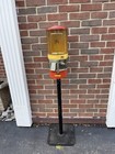 Vintage Victor Vendorama 5 Cent Gumball Vending Machine Red Yellow W Stand   Key