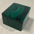 Vintage Solid Malachite Stone Box Green Highly Banded Gemstone Trinket 1 5   