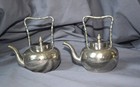 Pair Of Vintage Chinese Straights Sumatran Diminutive Metal Teapots