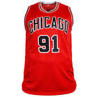 Dennis Rodman Signed Chicago Red Basketball Jersey  beckett 