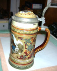 Rare Large Villeroy   Boch Mettlach German Beer Stein  2285 Guitar Playing  1l