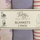 New Baby Blankets Multi-use 3pc Set Bows Solid Purple   Stripes Baby Gift   Toby