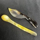 Vtg Horn Spoon And Horn Knife Handcrafted Medieval Serving Utensils