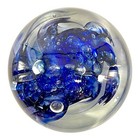 Vintage Antique Hand Blown Cobalt Blue Controlled Bubble Art Glass Paperweight