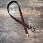 Vintage Western Brown Leather Belt Silver Engraved Buckle Tip Cowhide 34-38 2188
