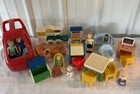 Vintage 1989 Little Tikes Large Blue Roof 2 Story Doll House W  Many Accessories