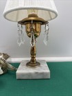 Vintage Quality Brass Candlestick Marble Base Night Light 8    High W  Shade