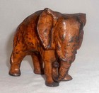 Antique Painted Cast Iron Still Penny Bank Elephant W  Tucked Trunk By Arcade Us