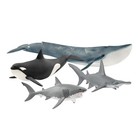 Ocean Animal Figurine Playset - 4pc Blue Whale  Orca  Hammerhead   Shark Toys -