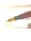 3 5  Vintage Red Mottled Peter Pan Midget Fountain Pen Fine Gold Flexible Nib