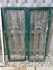 Pair Of Large Antique Leaded Stained Glass Windows   Doors Circa 1925 -61 x22   