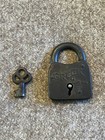 Antique Slaymaker Lock Co    greek    Padlock S Arrow Logo W  Original Barrel Key