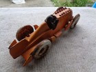 Vintage Hubley Cast Iron Orange Race Car With Moving Pistons 10 Inches Long
