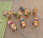 Dachshund Weiner Dog Miniature Christmas Ornament Lot 8 Glitter Sweater 3 