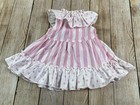 Vintage Girls Young Hearts Toddler Dress 3t Pink White Stripe Polka Dot Flower