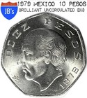 1979 Mexico Diez  ten  Pesos Coin - Brilliant Uncirculated  bu 