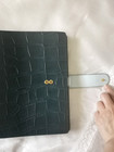 Genuine Leather Croc Embossed A5 Ring Binder Planner Back Pocket Blue Color