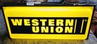 Vtg Western Union Double Sided Lighted Sign Everbrite Inc  12 x25   Advertising