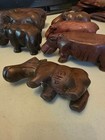 African Wood Carved Hippopotamus Textured 6  To 9  Vintage    lot Of 7