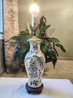 Vintage Chinese Famille Rose Vase Lamp     Butterflies   Flowers     Working