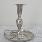 Vintage Etain Pewter Chamber Candlestick Candle Holder 5 5  X 5 