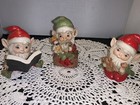 Set Of 3 Vintage Ceramic Christmas Elves Gnomes Homco Santas Helpers North Pole