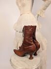 Victorian 19th C High Heel Brown Leather Boots   Shoes  