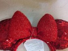 Disney Parks Red Sequin Red Bow Holiday Minnie Ears Headband New 2025