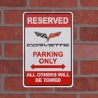 Embossed Chevy Corvette Parking Only Tin Metal Sign Vette Game Onesize  Red 