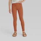 Cat   Jack Girl s Size Xxl  18  Polka Dot Slim Legging Elastic Waist Dark Orange