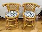 Mid Century 70s Vintage 3pc Bamboo And Rattan Honeymoon Bisto Set Table Chairs