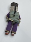 Vintage Miniature Bisque Jointed Asian Chinese Doll Silk 4    W  Hat Braid Hair