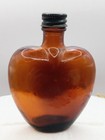 Vintage 3 5  Brown Glass Heart Shaped Bottle