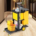 Housekeeping Janitorial Cart With Locker wheeled With Yellow Vinyl Bag For Store