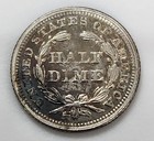 1858 P Seated Liberty Half Dime 5c In Au Condition