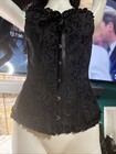 Szivyshi Sky Black Overbust Corset Top Lace-up Bustier Waist Cincher 2xl