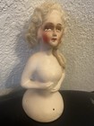 Antique Art Deco German Half Doll Chalk Ware With Mohair 1920   s Original Signed