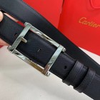 Authentic Cartier Belt Men s Black Belt Leather Silver   Gold Buckle