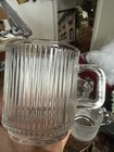 Set Of 6 Ribbed Clear Glass Mugs     Vintage Style Coffee tea Cups     Heavyweight