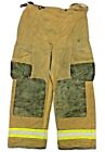 38x30 Globe Brown Firefighter Turn Out Pants With Yellow Tape No Liner Pnl-14