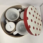 Vintage Rosanna Red Dots Coffee Mugs Set Of 4 With Original Gift Box Gold Trim